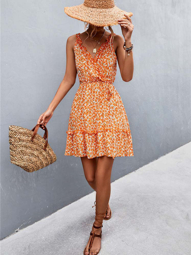 Boho Floral Ruffle Dress