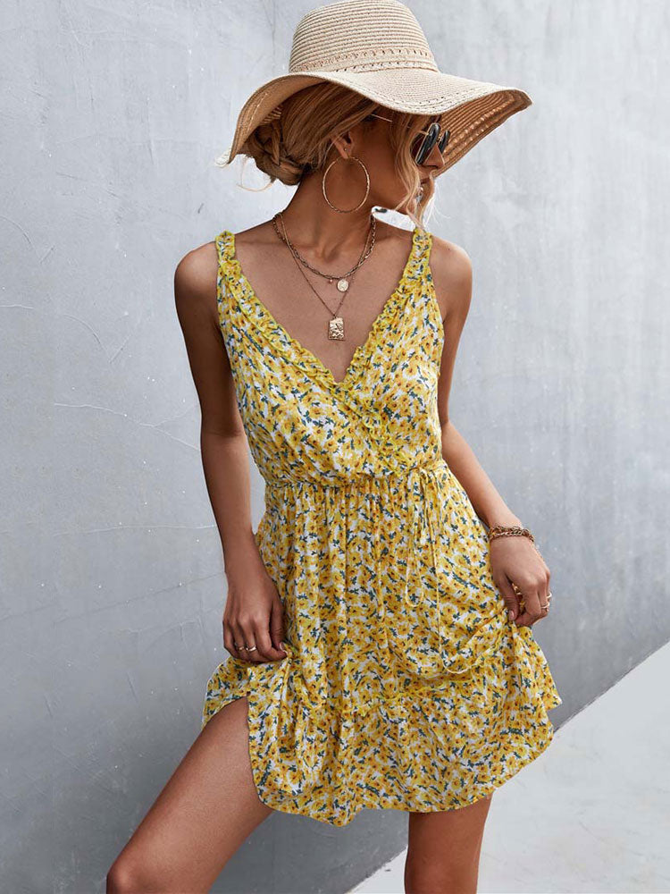 Boho Floral Ruffle Dress