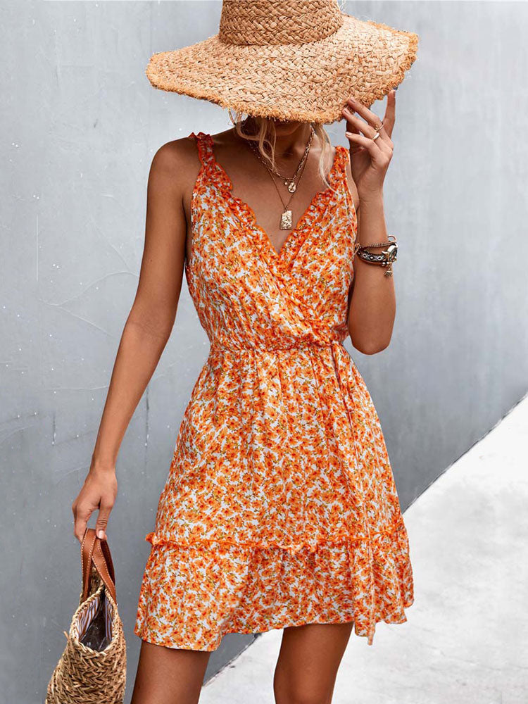 Boho Floral Ruffle Dress