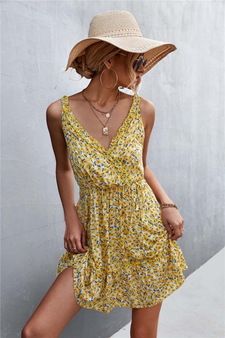 Boho Floral Ruffle Dress