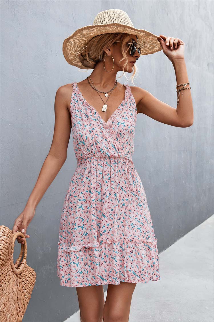 Boho Floral Ruffle Dress